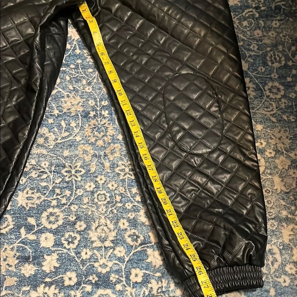 Fashion Nova Peyton Quilted Jogger Black Faux Leather High Waisted Pants Modern - Picture 13 of 16